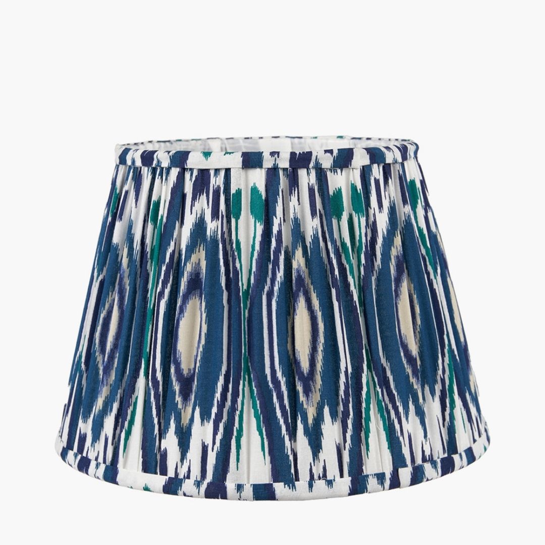 Izara 40cm Blue Ikat Pleated Tapered Shade