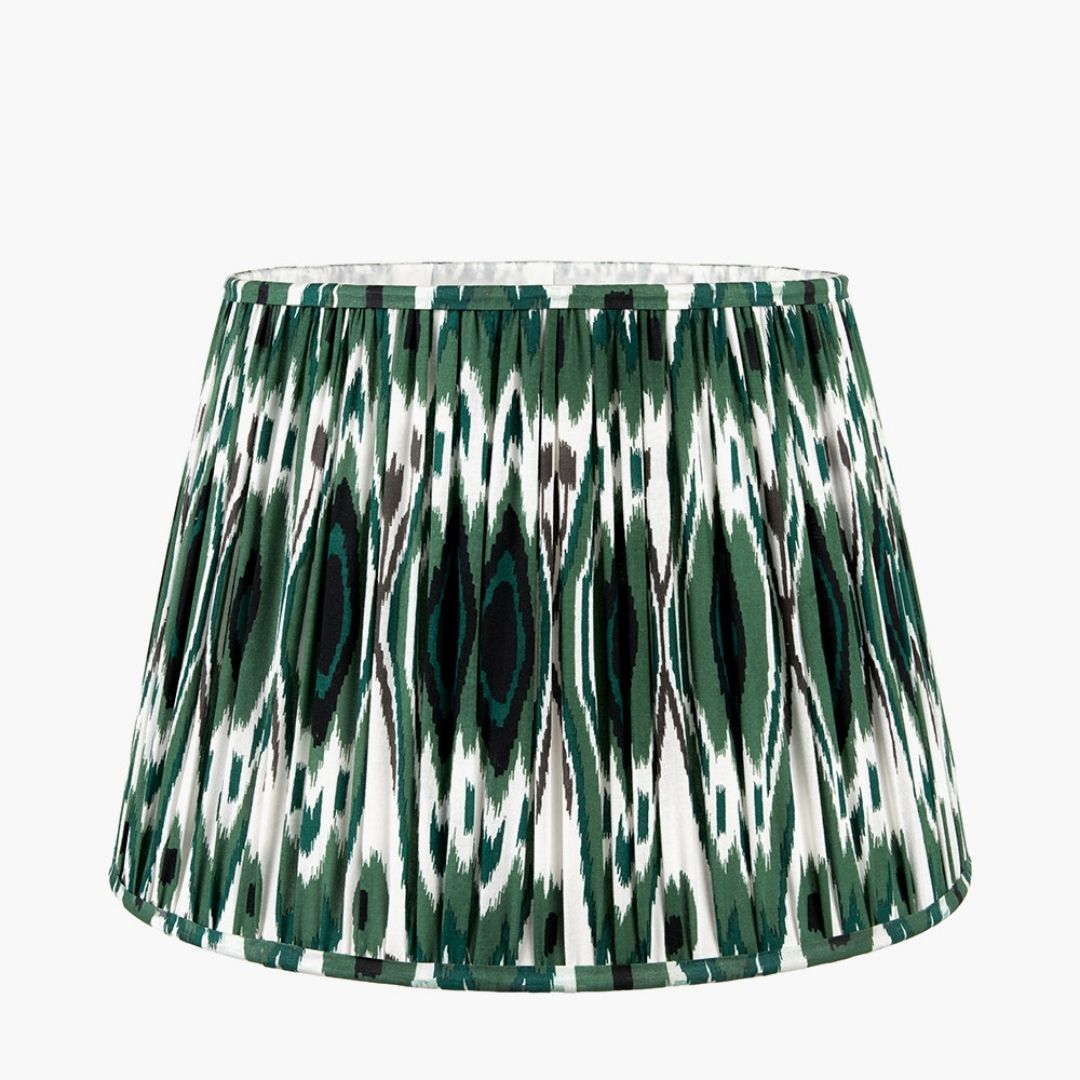 Izara 35cm Green Ikat Pleated Tapered Shade