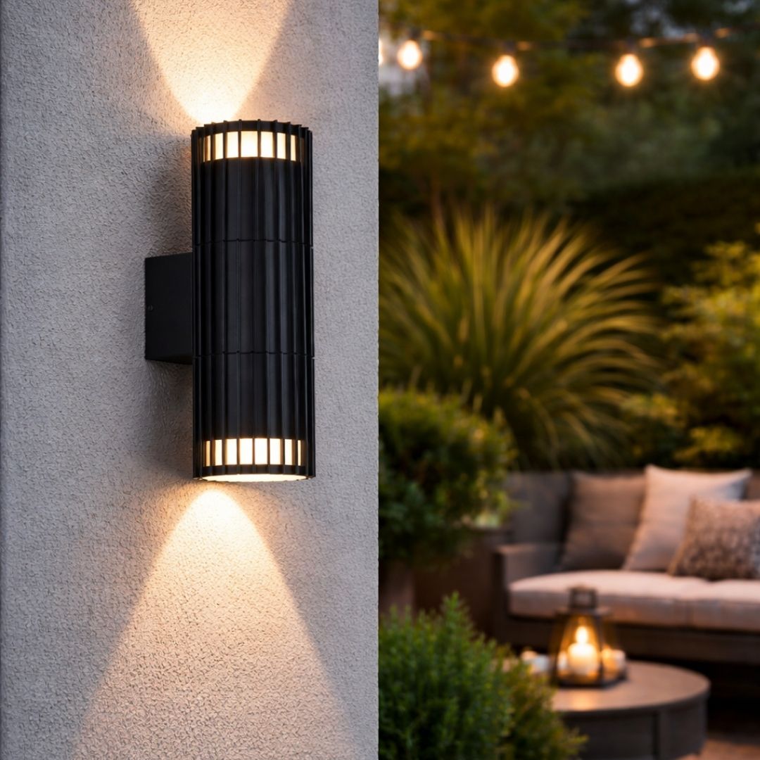 Detroit 2-Light Black Outdoor Wall Light