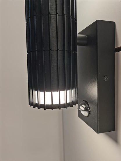 Detroit 2-Light Black PIR Outdoor Wall Light