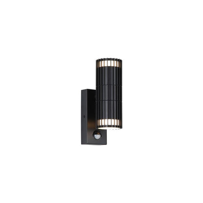 Detroit 2-Light Black PIR Outdoor Wall Light