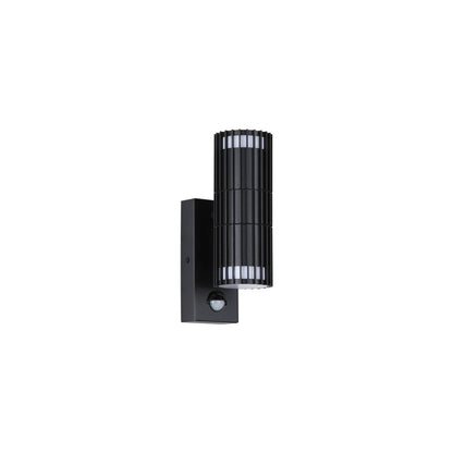 Detroit 2-Light Black PIR Outdoor Wall Light