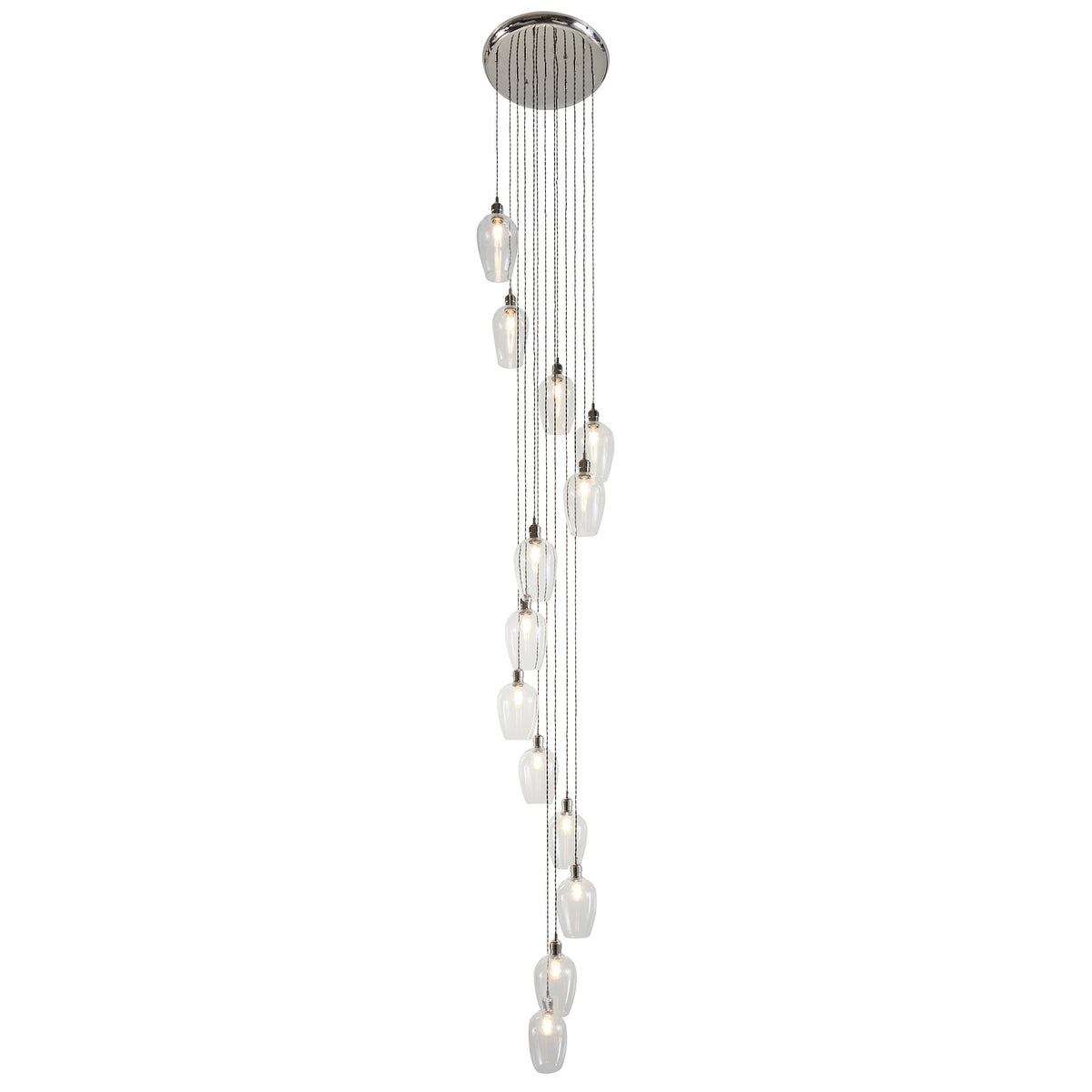 Stourton 13 Light Nickel & Clear Glass Cascade Pendant Light