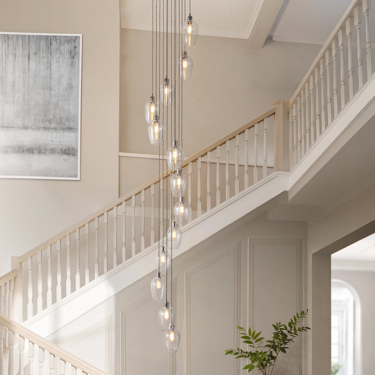 Stourton 13 Light Nickel & Clear Glass Cascade Pendant Light