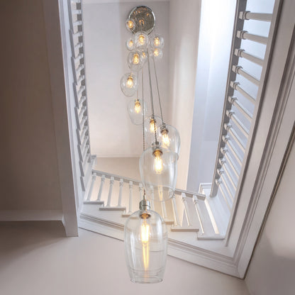 Stourton 13 Light Nickel & Clear Glass Cascade Pendant Light