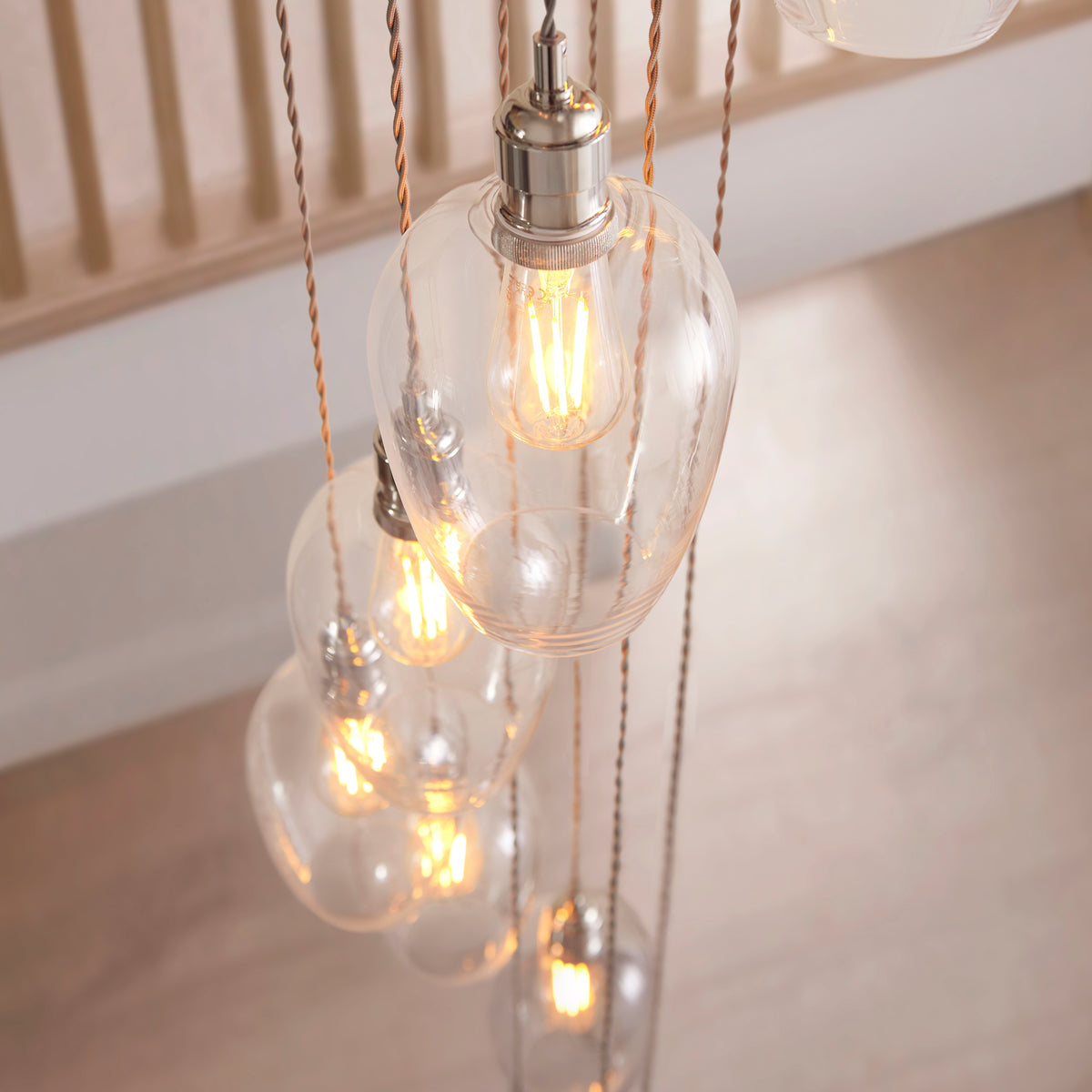 Stourton 13 Light Nickel & Clear Glass Cascade Pendant Light