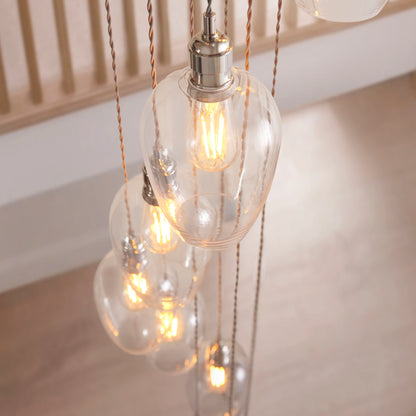 Stourton 13 Light Nickel & Clear Glass Cascade Pendant Light