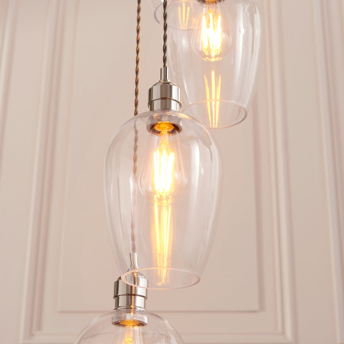 Stourton 13 Light Nickel & Clear Glass Cascade Pendant Light