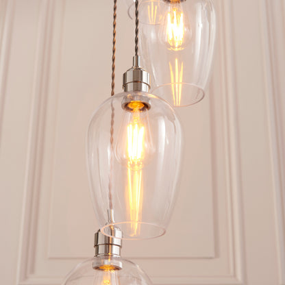 Stourton 13 Light Nickel & Clear Glass Cascade Pendant Light
