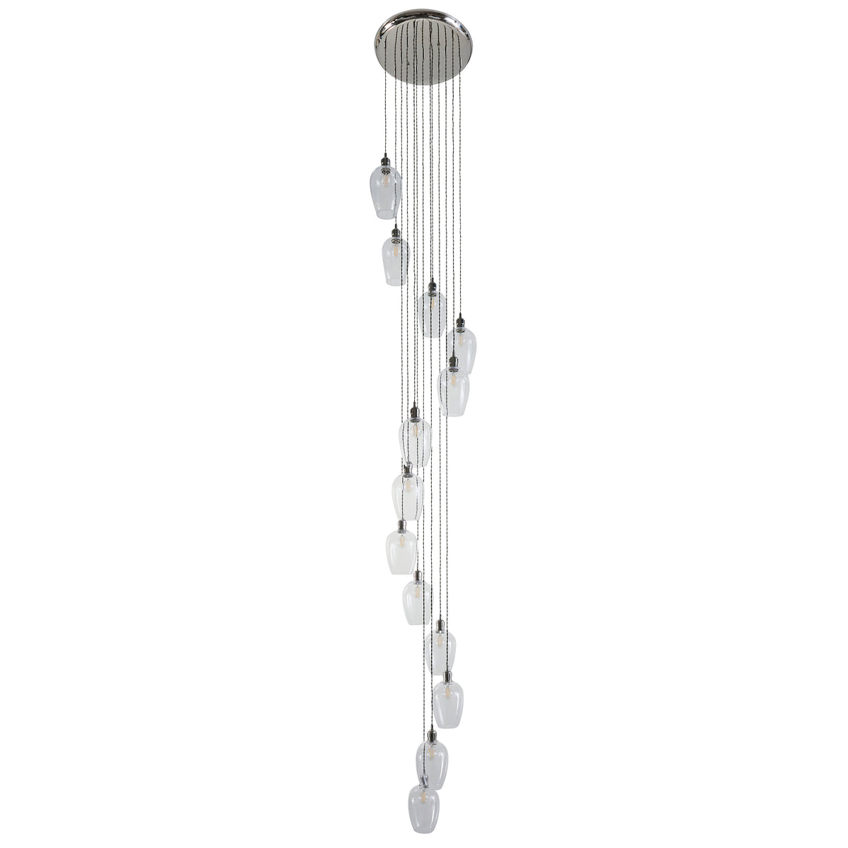 Stourton 13 Light Nickel & Clear Glass Cascade Pendant Light