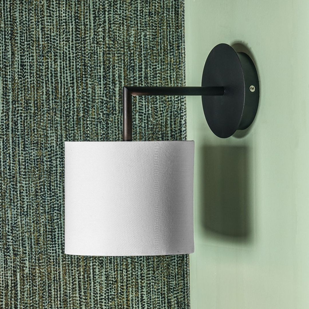 Elin Matte Black Wall Light with Ivory Shade