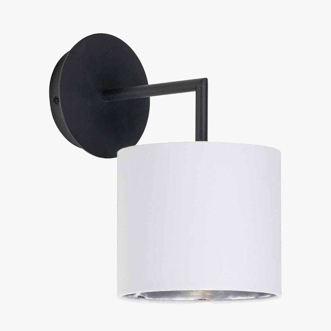 Elin Matte Black Wall Light with Ivory Shade