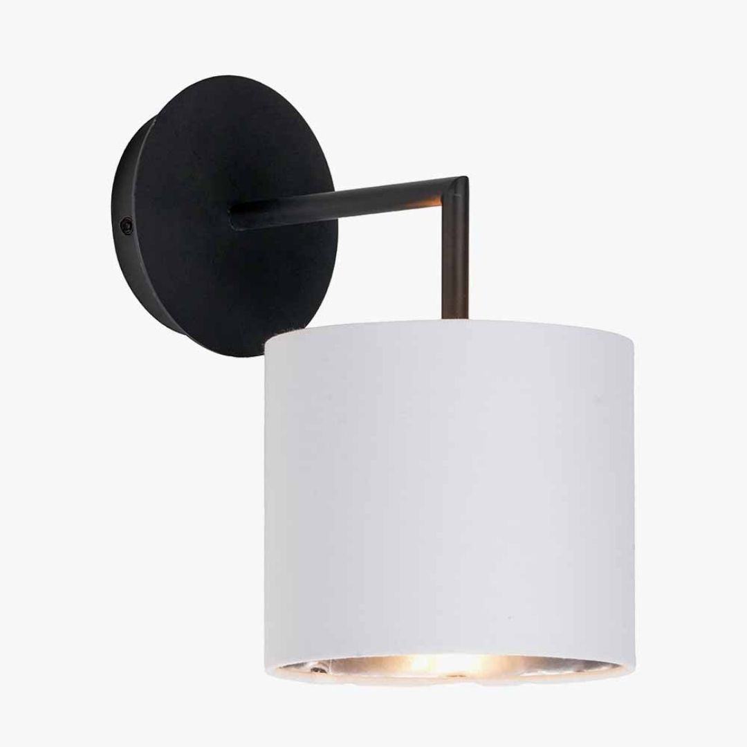 Elin Matte Black Wall Light with Ivory Shade
