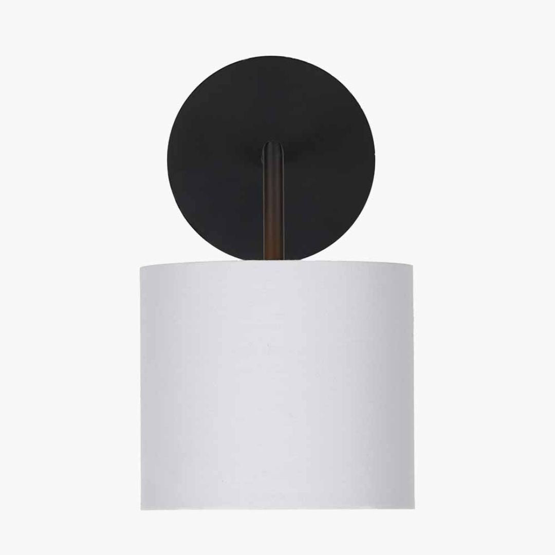 Elin Matte Black Wall Light with Ivory Shade