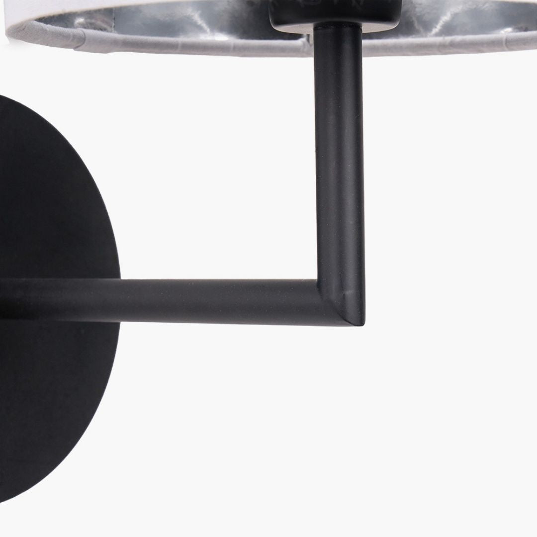 Elin Matte Black Wall Light with Ivory Shade