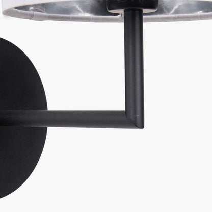 Elin Matte Black Wall Light with Ivory Shade