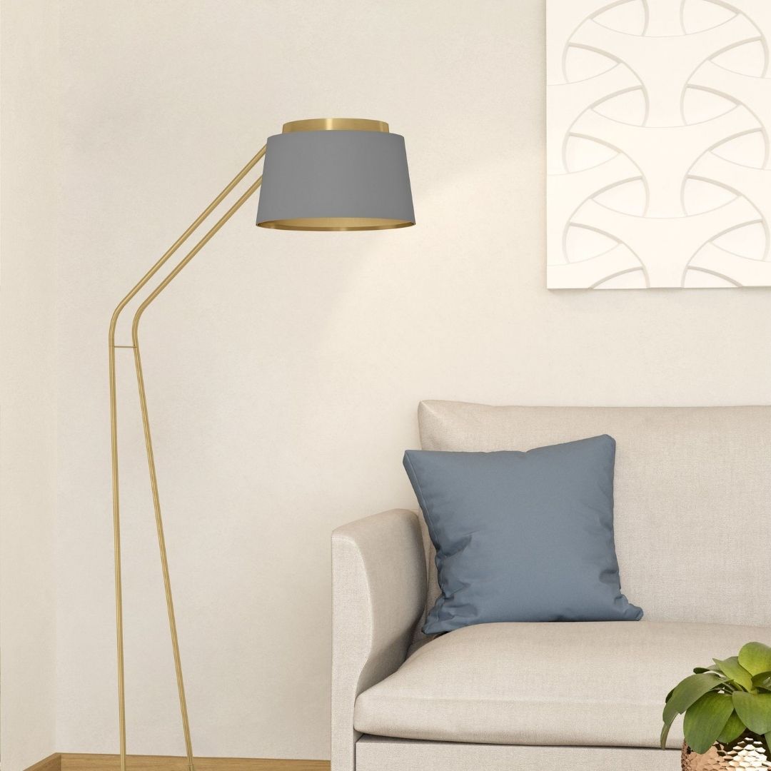 Almerimar Gold & Grey Arc Floor Lamp