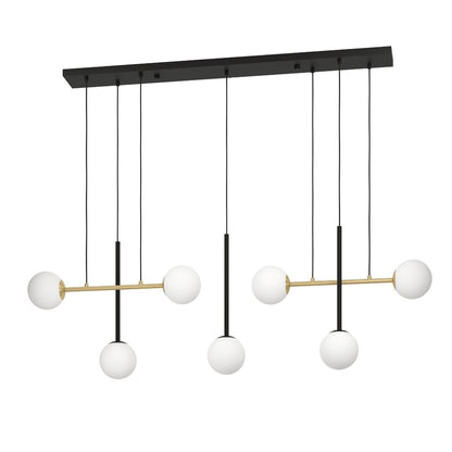 Paz Black and Gold Pendant Bar with Opal Glass