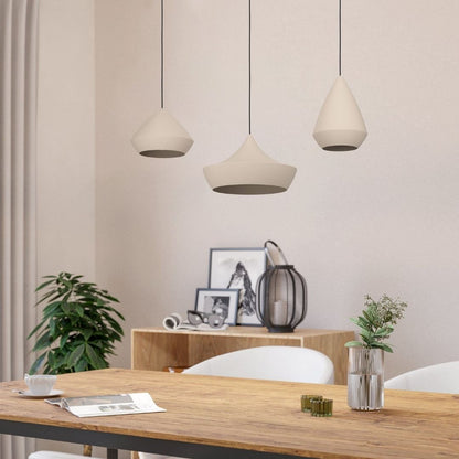 Torremolinos 3 Light Sand & Black Pendant Ceiling Light