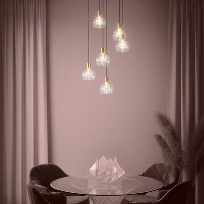 Terque 6 Light Gold & Black LED Multi Drop Pendant