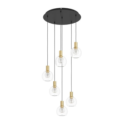Terque 6 Light Gold & Black LED Multi Drop Pendant