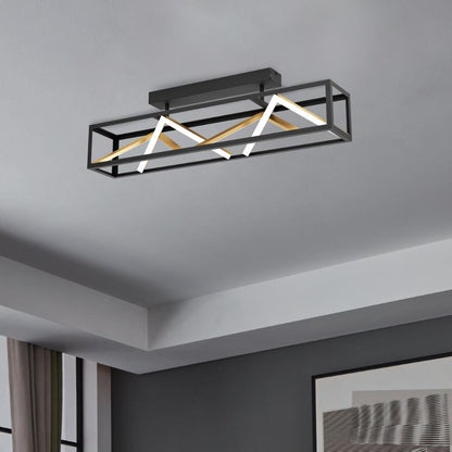 Penela LED Black and Gold Semi-Flush Ceiling Light
