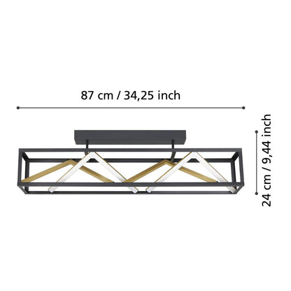 Penela LED Black and Gold Semi-Flush Ceiling Light