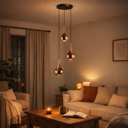 Almoster 3 Light Copper Multidrop Ceiling Pendant