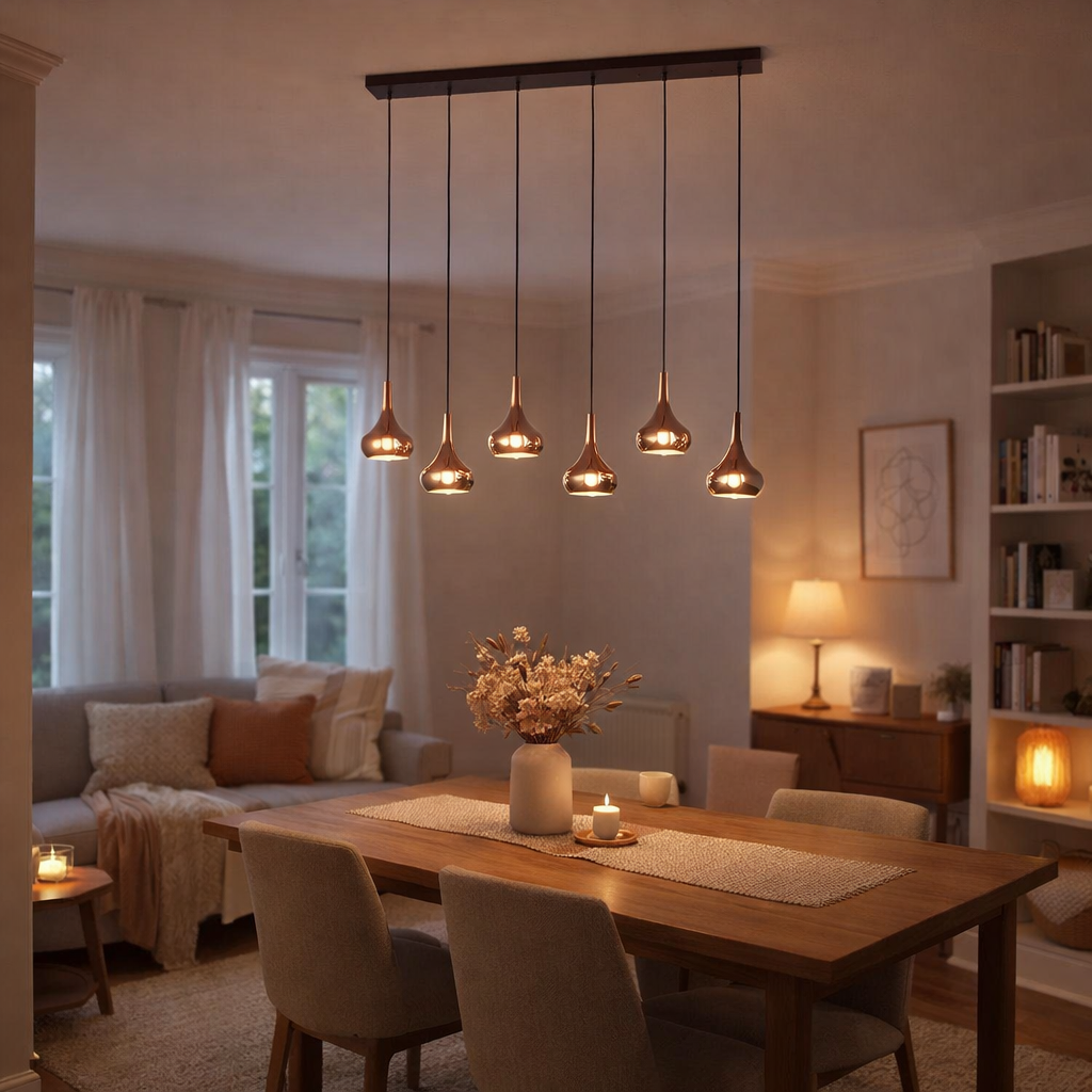 Almoster 6 Light Copper Ceiling Pendant Bar