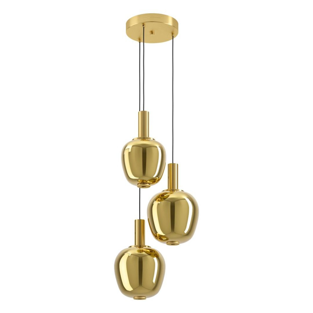 Fruitera 3-Light Brushed Brass Multi Drop LED Ceiling Pendant