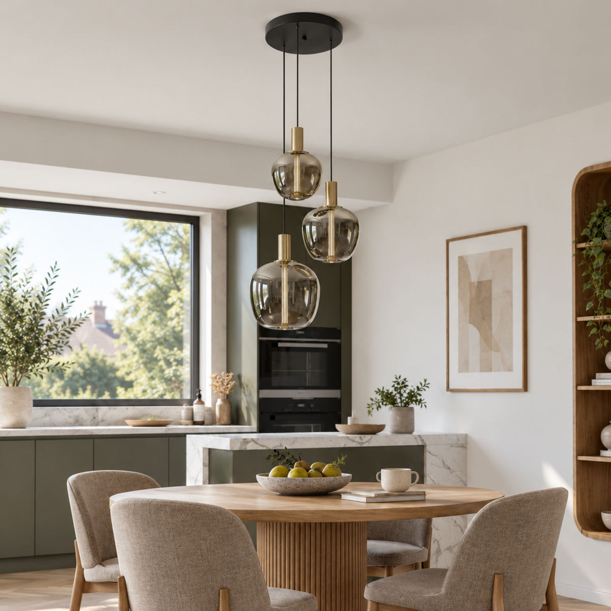 Fruitera 3-Light Gold LED Ceiling Pendant