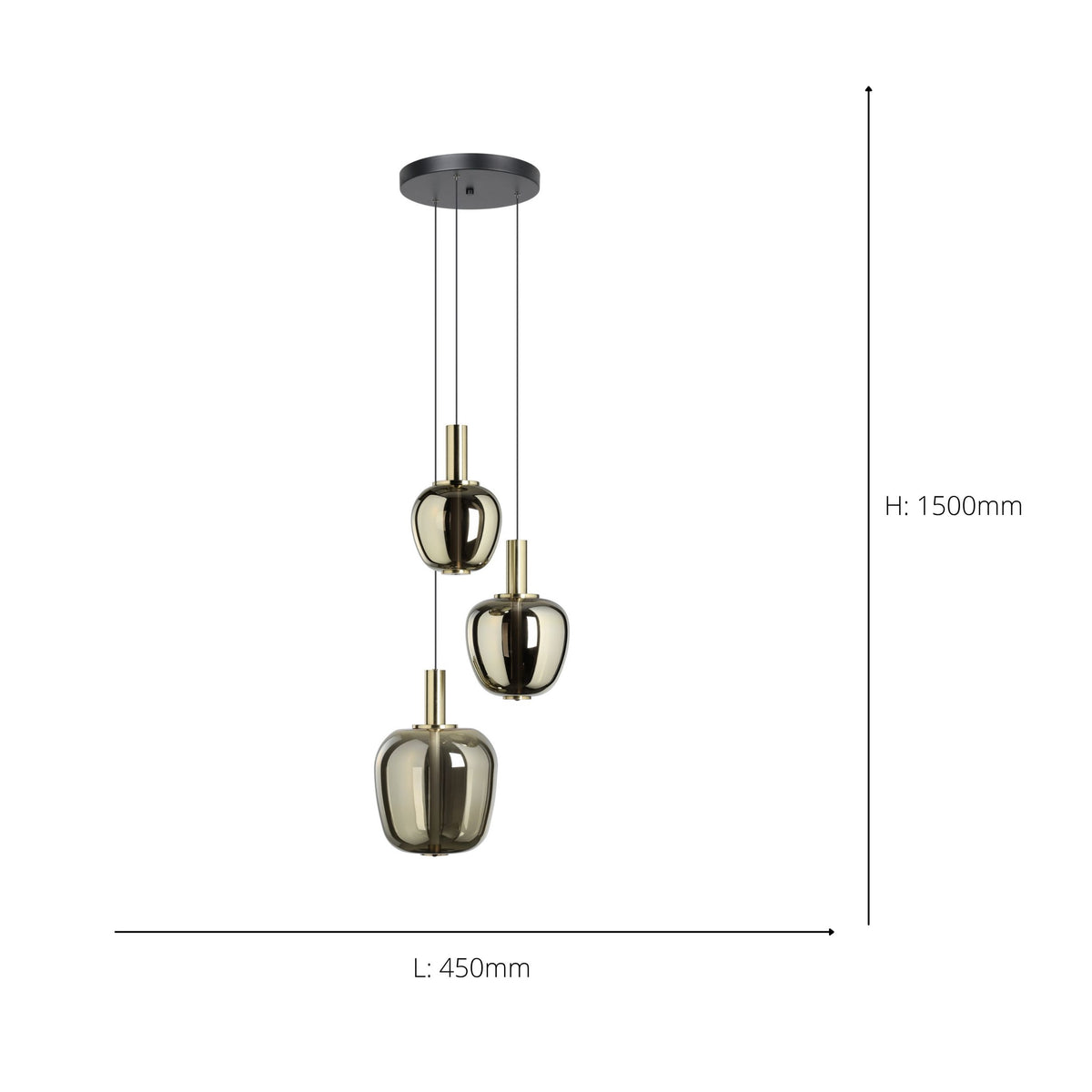 Fruitera 3-Light Gold LED Ceiling Pendant