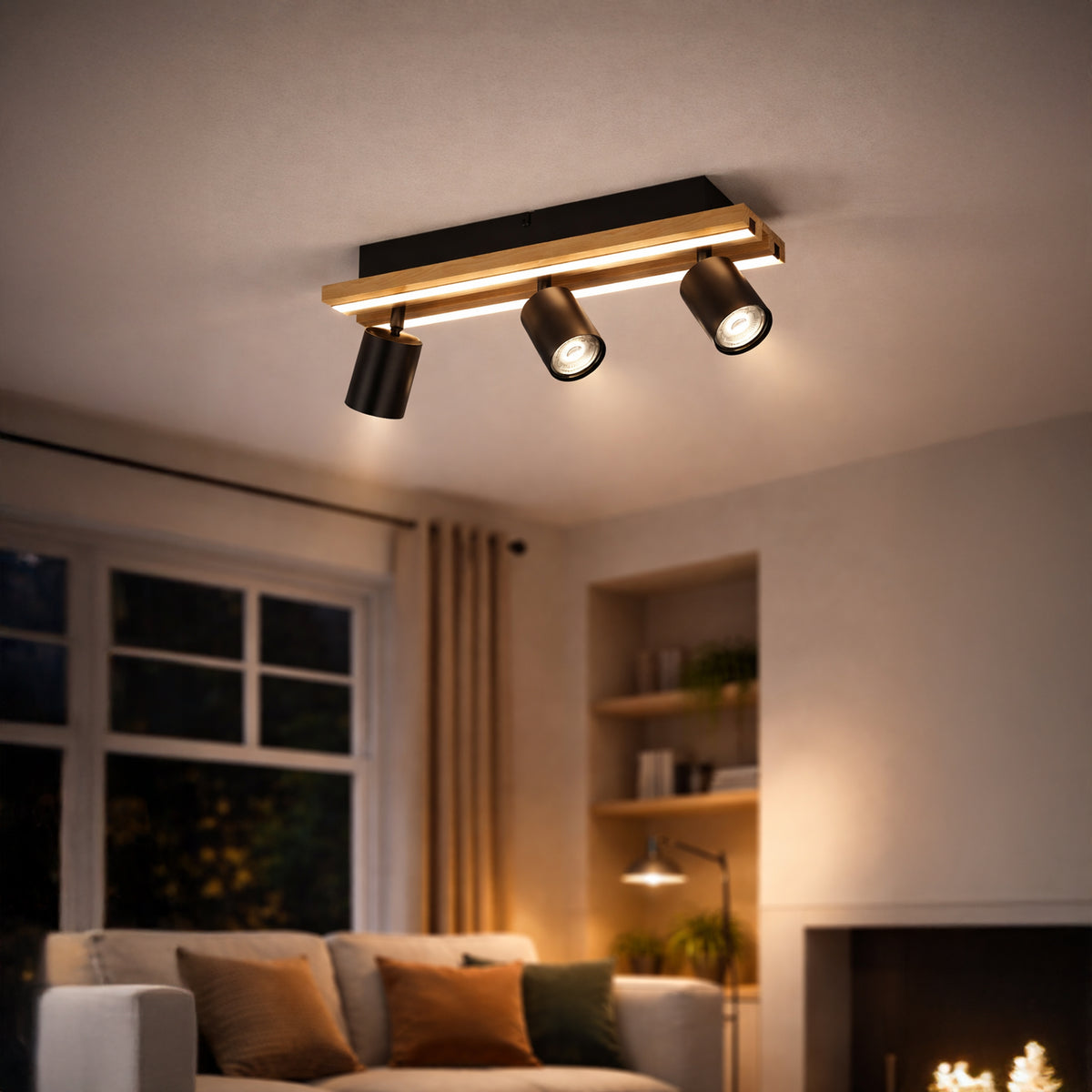 Gesteira 3-Light Black LED Semi-Flush Ceiling Light