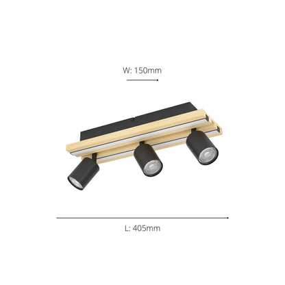 Gesteira 3-Light Black LED Semi-Flush Ceiling Light