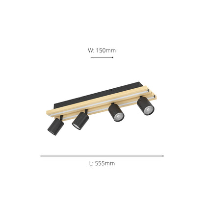 Gesteira 4-Light Black LED Semi-Flush Ceiling Light