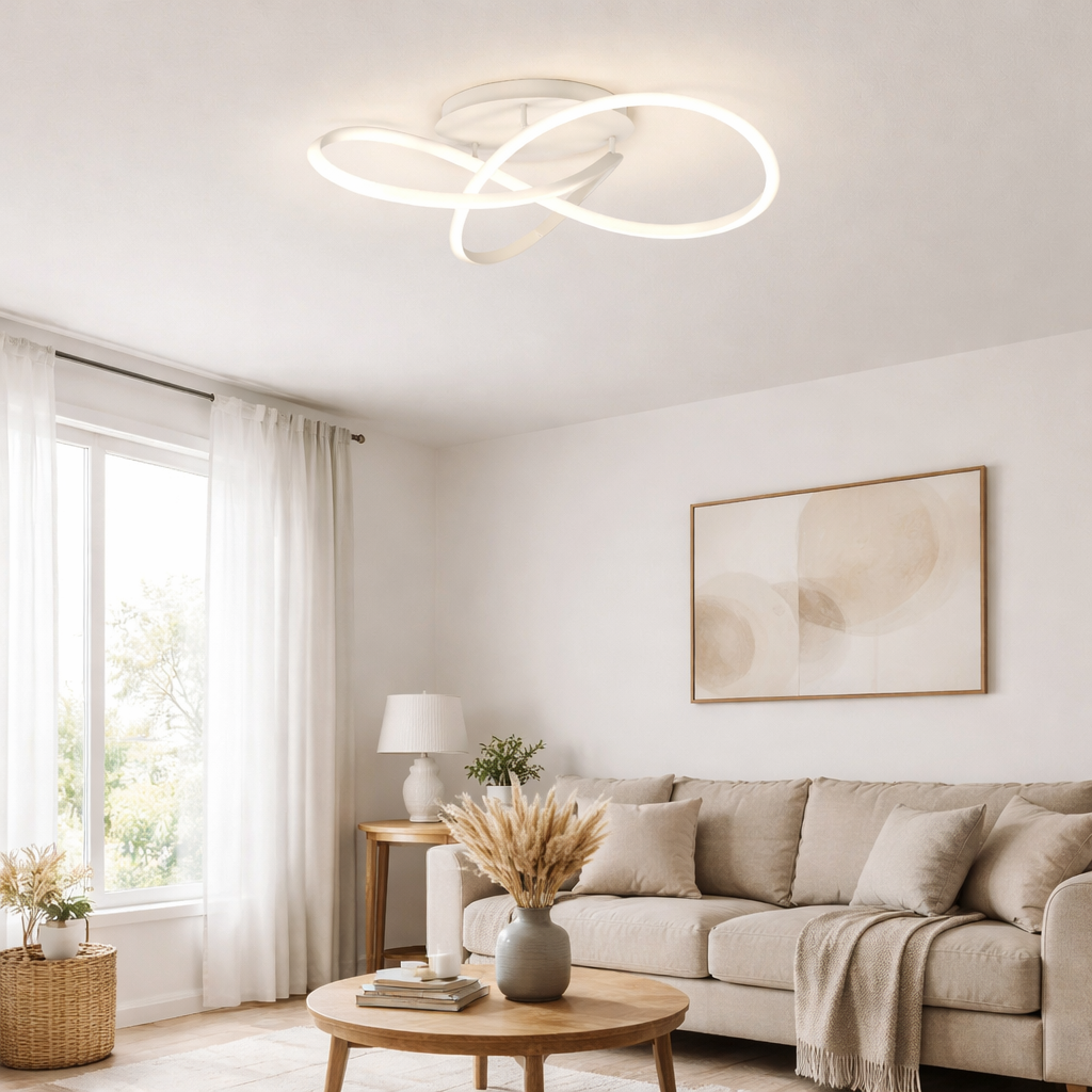 Riaza White LED Flush Ceiling Light