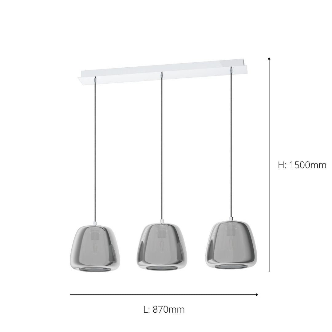 Albarino 3 Light Smoked Glass Ceiling Light Bar
