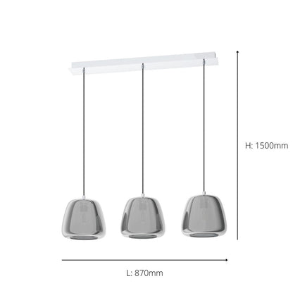 Albarino 3 Light Smoked Glass Ceiling Light Bar