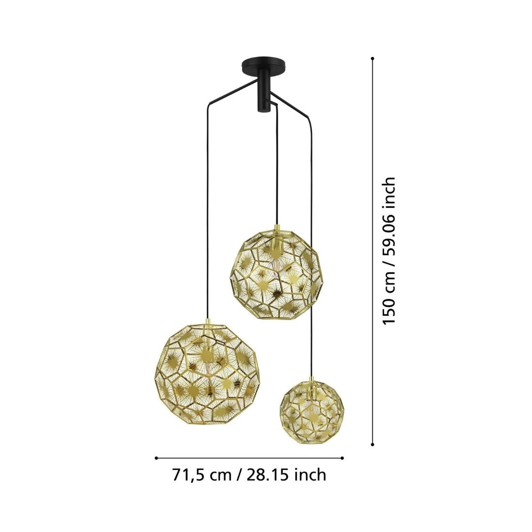 Skoura 3 Light Gold Ceiling Pendant