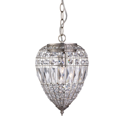 Pineapple Silver Pendant Ceiling Light with Crystal Detailing