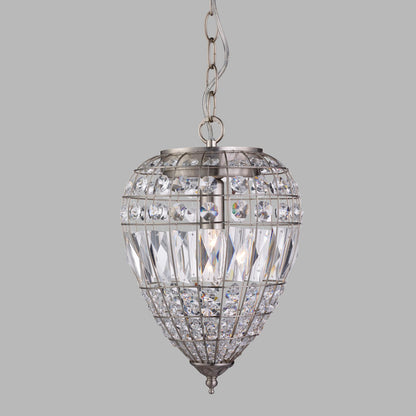Pineapple Silver Pendant Ceiling Light with Crystal Detailing