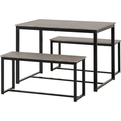 Nevada Dining Table and 2 Benches Set