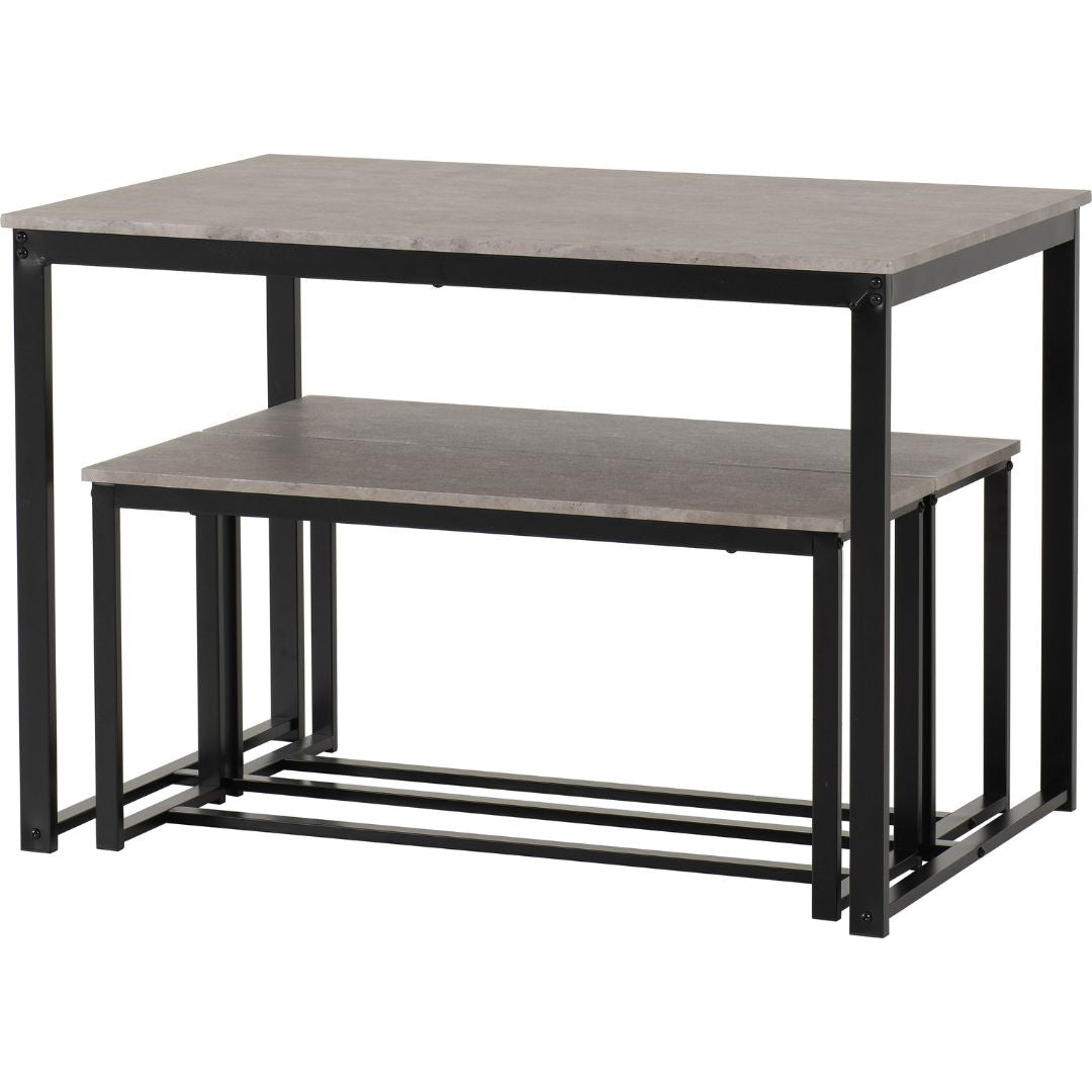 Nevada Dining Table and 2 Benches Set