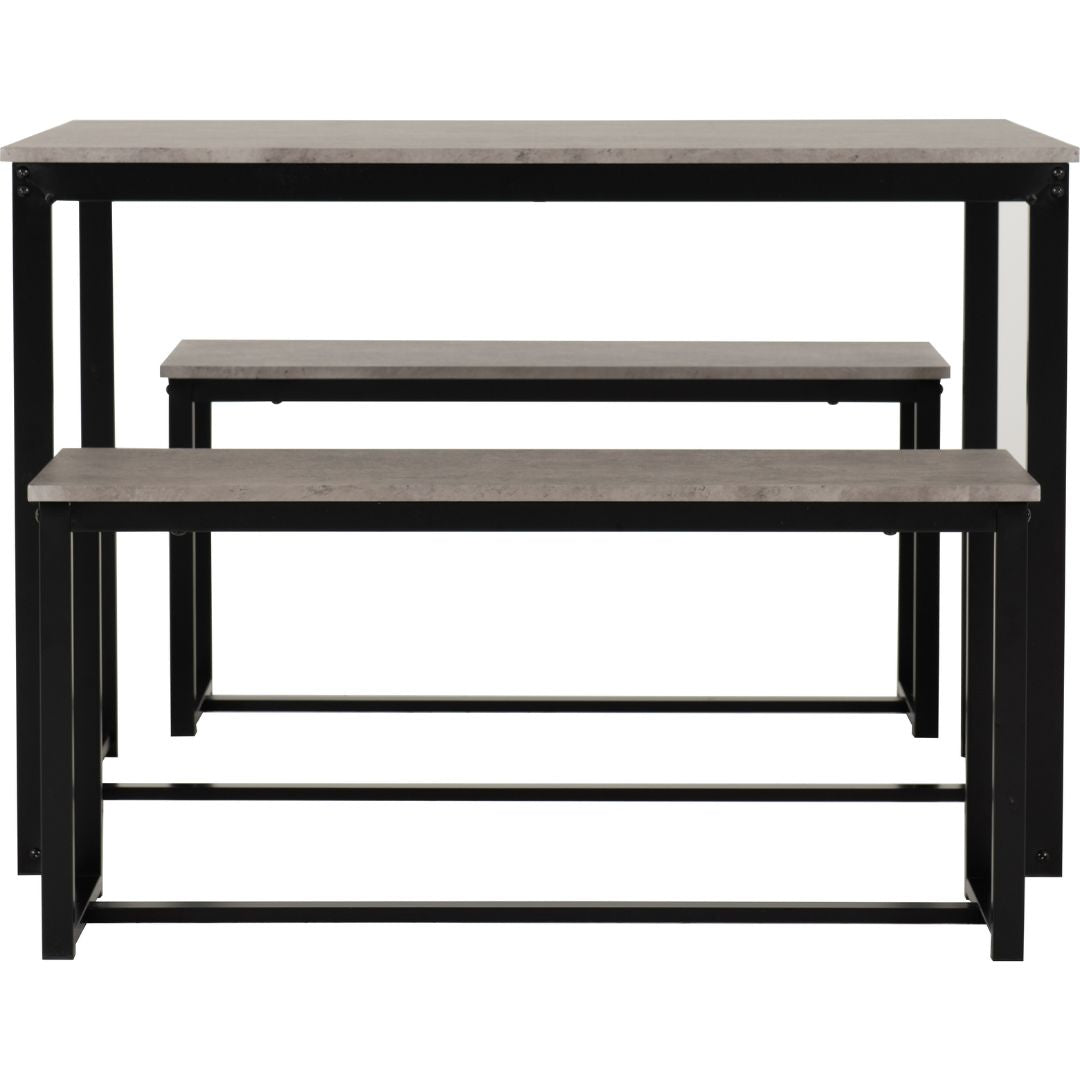 Nevada Dining Table and 2 Benches Set