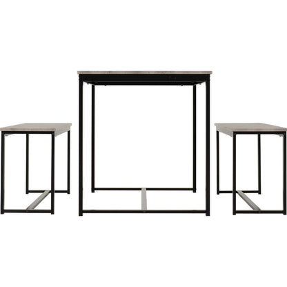 Nevada Dining Table and 2 Benches Set
