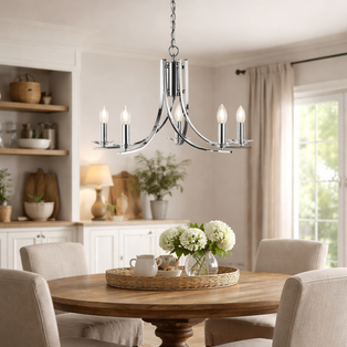 Ascona 5-Light Polished Chrome Chandelier Ceiling Light
