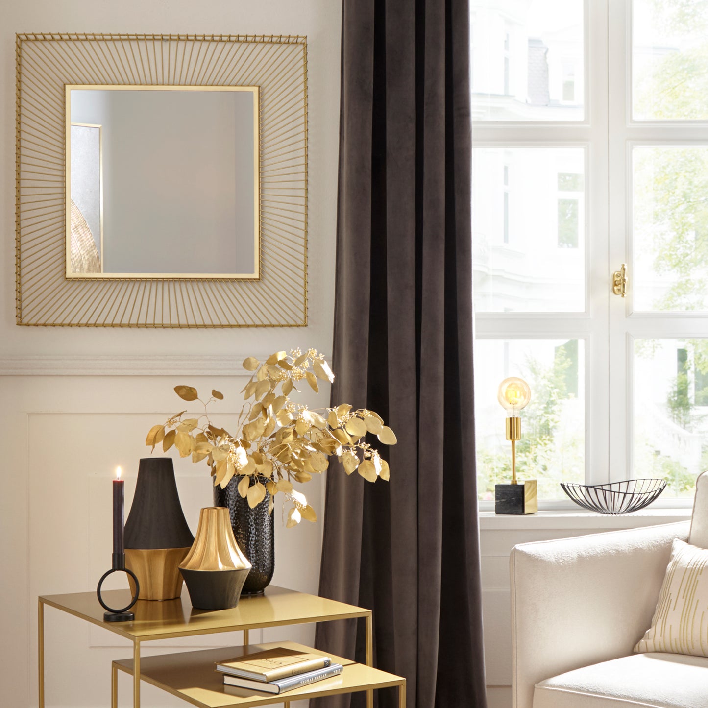 Masinloc Square Gold Mirror