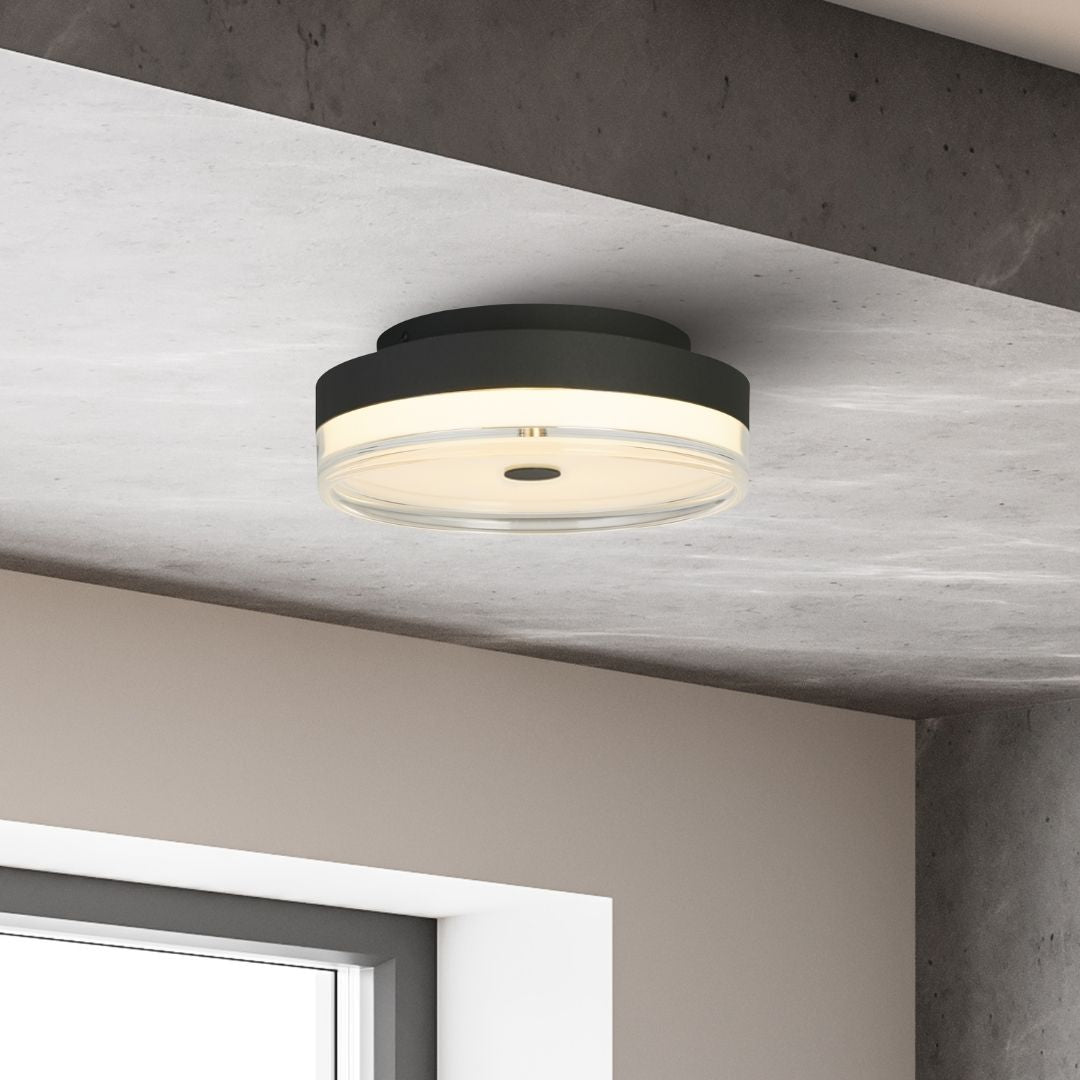 Cyprus Black & Clear LED Flush Ceiling Light