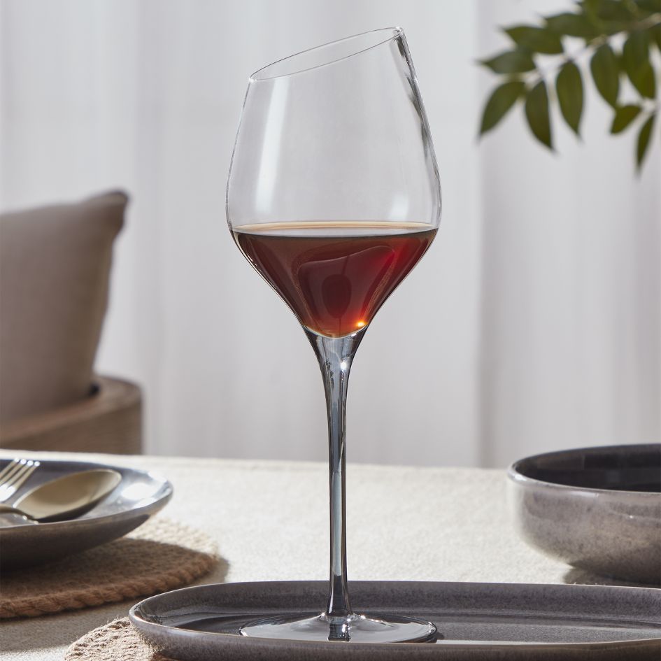 White Wine Glass with Angled Rim
