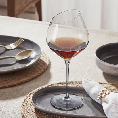 Red Wine Glass with Angled Rim